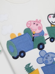 JoJo Maman Bébé Blue 2 Piece Peppa Pig Appliqué 100% Cotton T-Shirt & Shorts Set - Image 6 of 7