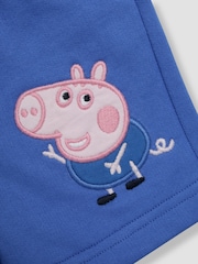 JoJo Maman Bébé Blue 2 Piece Peppa Pig Appliqué 100% Cotton T-Shirt & Shorts Set - Image 7 of 7