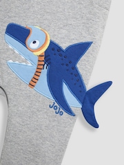 JoJo Maman Bébé Grey Shark 2-Piece Appliqué Dungarees & T-Shirt Set - Image 7 of 7