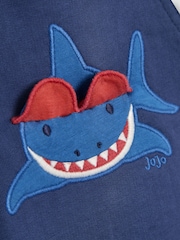 JoJo Maman Bébé Indigo Shark 2-Piece Appliqué Dungarees & T-Shirt Set - Image 9 of 9