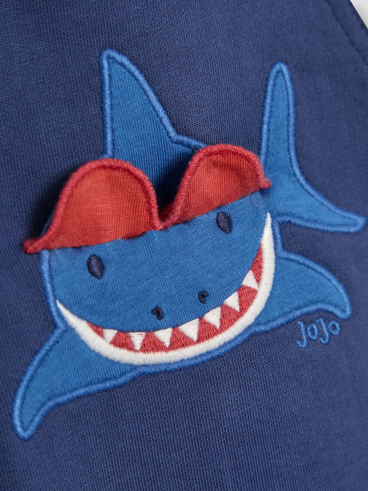 JoJo Maman Bébé Indigo Shark 2-Piece Appliqué Dungarees & T-Shirt Set - Image 9 of 9