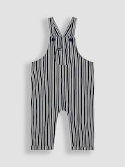 JoJo Maman Bébé Navy Stripe 100% Cotton Dungarees & Top Set - Image 2 of 6