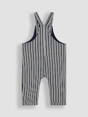 JoJo Maman Bébé Navy Stripe 100% Cotton Dungarees & Top Set - Image 3 of 6