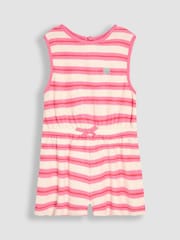 JoJo Maman Bébé Pink Stripe Towelling Sunsuit & Scrunchie - Image 2 of 5