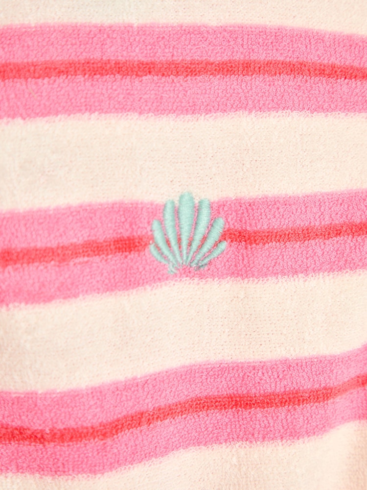 JoJo Maman Bébé Pink Stripe Towelling Sunsuit & Scrunchie - Image 4 of 5