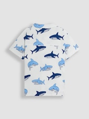 JoJo Maman Bébé Ecru 2-Piece Shark Textured Shirt & Shorts Set - Image 3 of 6