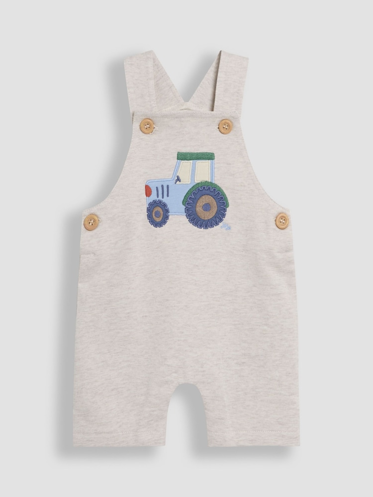 JoJo Maman Bébé Natural Tractor 2-Piece Appliqué Dungarees & T-Shirt Set - Image 2 of 6