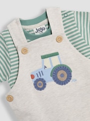 JoJo Maman Bébé Natural Tractor 2-Piece Appliqué Dungarees & T-Shirt Set - Image 6 of 6