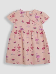 JoJo Maman Bébé Coral Pink Flamingo Wrap Dress - Image 1 of 3