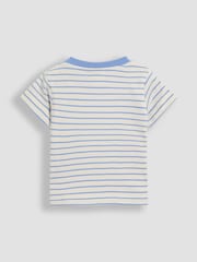 JoJo Maman Bébé Blue Boat 2-Piece Appliqué Dungarees & T-Shirt Set - Image 4 of 7