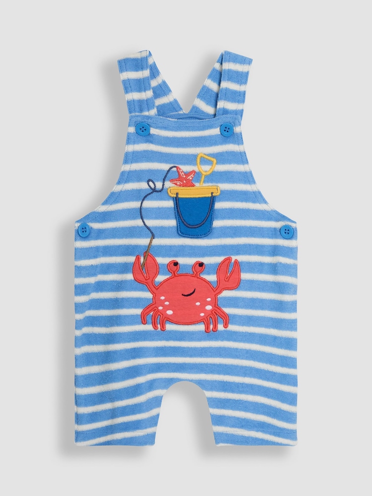 JoJo Maman Bébé Blue Crab 2-Piece Appliqué Dungarees & T-Shirt Set - Image 2 of 8