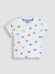 JoJo Maman Bébé Blue Crab 2-Piece Appliqué Dungarees & T-Shirt Set - Image 4 of 8