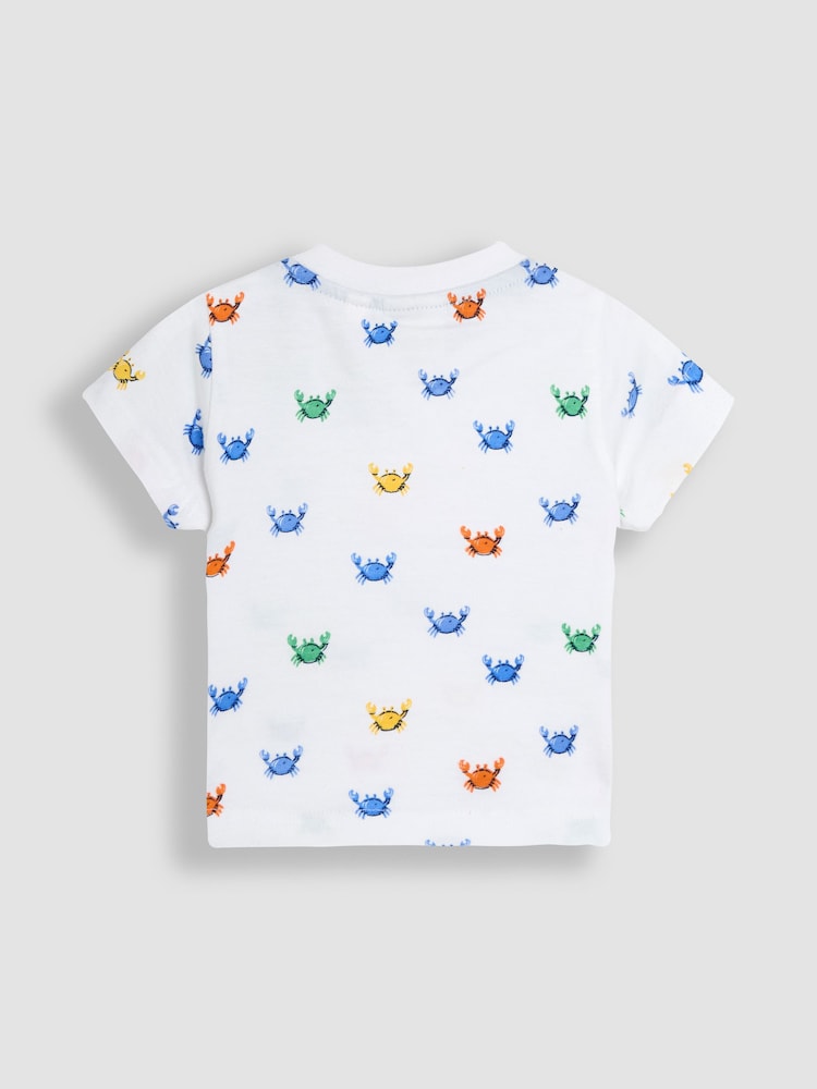 JoJo Maman Bébé Blue Crab 2-Piece Appliqué Dungarees & T-Shirt Set - Image 5 of 8