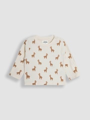 JoJo Maman Bébé Stone Giraffe Embroidered Dungarees & T-Shirt Set - Image 4 of 7