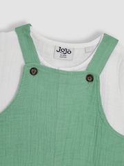 JoJo Maman Bébé Green 2-Piece Cheesecloth Dungarees & Bodysuit Set - Image 6 of 7