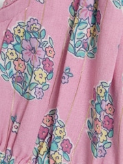 JoJo Maman Bébé Pink Floral Bouquet Sparkle Frill Sleeve Jumpsuit - Image 3 of 3