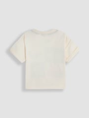 JoJo Maman Bébé Ecru 100% Cotton Prtinted T-Shirt & Shorts Set - Image 4 of 9