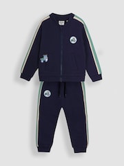 JoJo Maman Bébé Navy Blue Tractor 2-Piece Zip-Up Tracksuit - Image 1 of 10