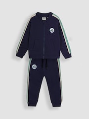 JoJo Maman Bébé Navy Blue Tractor 2-Piece Zip-Up Tracksuit - Image 2 of 10