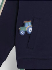 JoJo Maman Bébé Navy Blue Tractor 2-Piece Zip-Up Tracksuit - Image 4 of 10