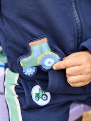 JoJo Maman Bébé Navy Blue Tractor 2-Piece Zip-Up Tracksuit - Image 9 of 10