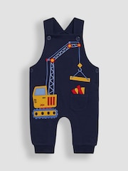 JoJo Maman Bébé Navy Crane 2-Piece Appliqué Dungarees & T-Shirt Set - Image 2 of 6