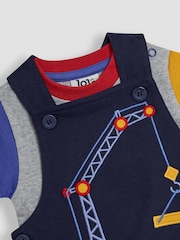 JoJo Maman Bébé Navy Crane 2-Piece Appliqué Dungarees & T-Shirt Set - Image 6 of 6