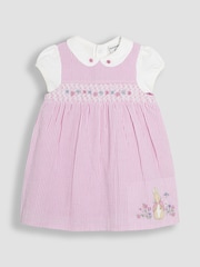 JoJo Maman Bébé Pink Flopsy Bunny Stripe 100% Cotton Dress, Body & Knickers Set - Image 4 of 10