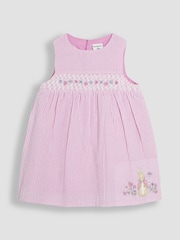 JoJo Maman Bébé Pink Flopsy Bunny Stripe 100% Cotton Dress, Body & Knickers Set - Image 6 of 10