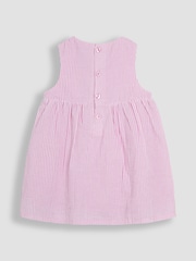 JoJo Maman Bébé Pink Flopsy Bunny Stripe 100% Cotton Dress, Body & Knickers Set - Image 7 of 10