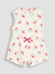 JoJo Maman Bébé Cream Floral Towelling Sunsuit & Scrunchie - Image 2 of 5