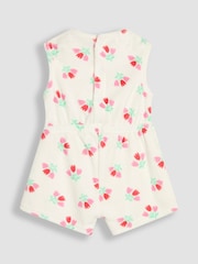 JoJo Maman Bébé Cream Floral Towelling Sunsuit & Scrunchie - Image 3 of 5