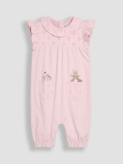 JoJo Maman Bébé Pink Flopsy Bunny Frill Broderie Romper - Image 5 of 7