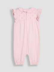 JoJo Maman Bébé Pink Flopsy Bunny Frill Broderie Romper - Image 6 of 7