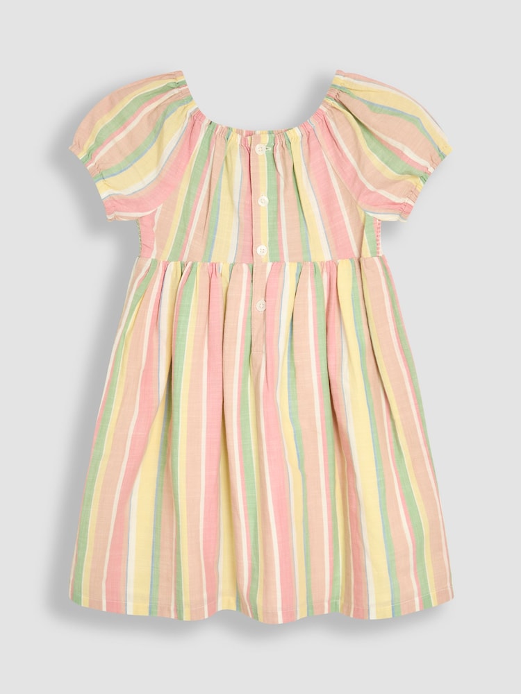 JoJo Maman Bébé Orange Smocked Puff Sleeve Dress - Image 2 of 3