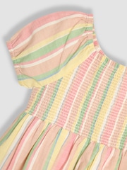 JoJo Maman Bébé Orange Smocked Puff Sleeve Dress - Image 3 of 3