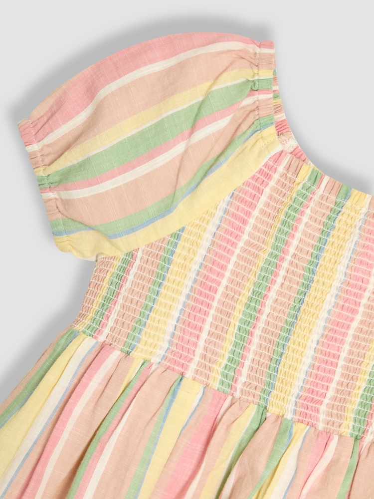 JoJo Maman Bébé Orange Smocked Puff Sleeve Dress - Image 3 of 3
