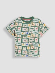 JoJo Maman Bébé Khaki Tropical Postcard 2-Piece Printed T-Shirt & Short Set - Image 2 of 6