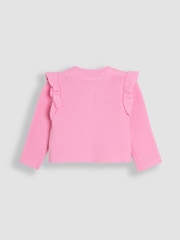 JoJo Maman Bébé Dusky Pink Flopsy Bunny Scallop Collar Cardigan - Image 2 of 4