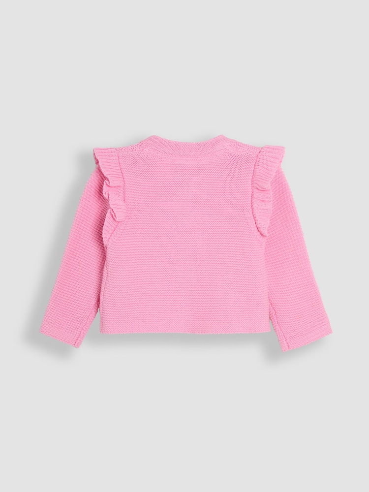 JoJo Maman Bébé Dusky Pink Flopsy Bunny Scallop Collar Cardigan - Image 2 of 4