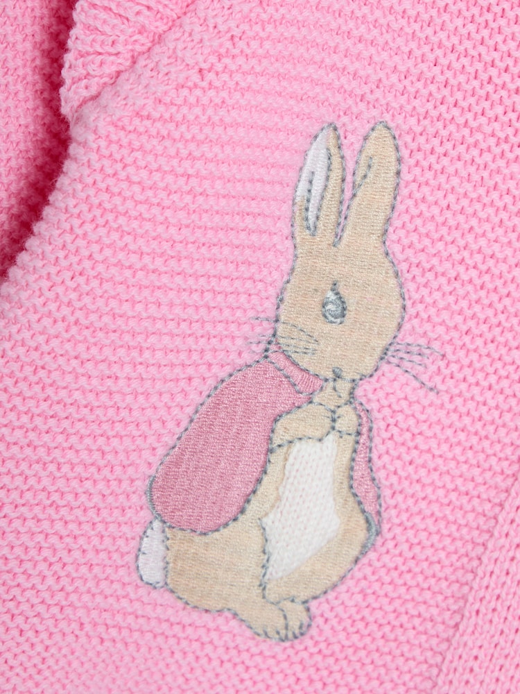 JoJo Maman Bébé Dusky Pink Flopsy Bunny Scallop Collar Cardigan - Image 3 of 4