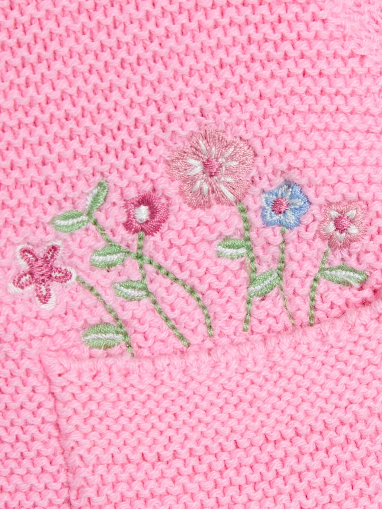 JoJo Maman Bébé Dusky Pink Flopsy Bunny Scallop Collar Cardigan - Image 4 of 4 JoJo Maman Bébé Dusky Pink Flopsy Bunny Scallop Collar Cardigan - Image 4 of 4