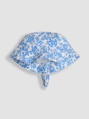 JoJo Maman Bébé Blue Floral Pretty Sun Hat - Image 1 of 3
