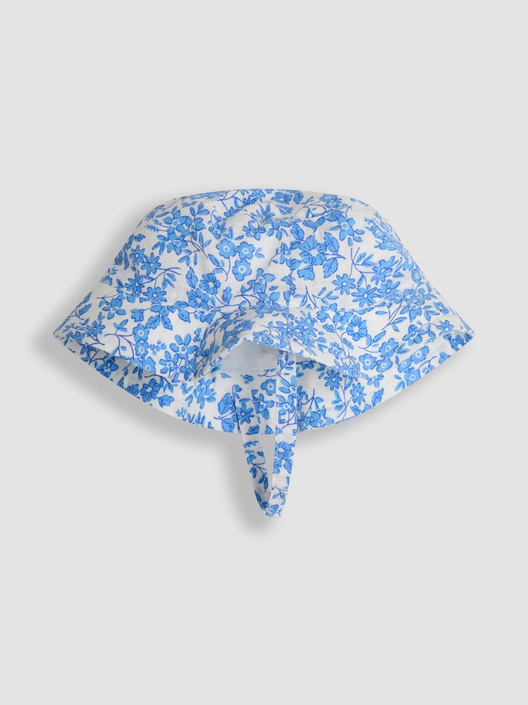 JoJo Maman Bébé Blue Floral Pretty Sun Hat - Image 1 of 3