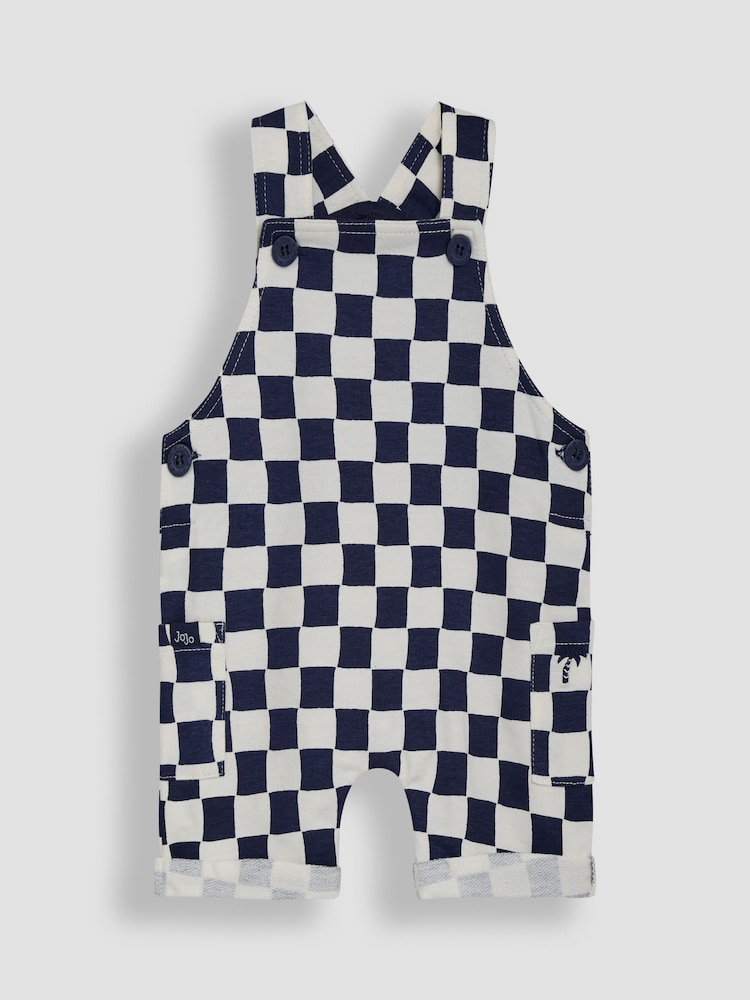 JoJo Maman Bébé Navy 2-Piece Checkerboard Dungarees & T-Shirt Set - Image 2 of 6 JoJo Maman Bébé Navy 2-Piece Checkerboard Dungarees & T-Shirt Set - Image 2 of 6