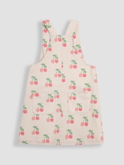 JoJo Maman Bébé Ecru Cherry 2-Piece Dungaree Dress & T-Shirt Set - Image 5 of 8