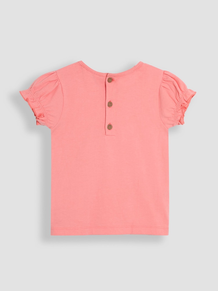 JoJo Maman Bébé Ecru Cherry 2-Piece Dungaree Dress & T-Shirt Set - Image 7 of 8