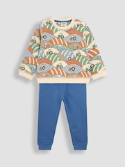 JoJo Maman Bébé Stone Tractor Printed Sweatshirt & Joggers 100% Cotton Set - Image 5 of 10