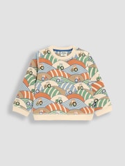 JoJo Maman Bébé Stone Tractor Printed Sweatshirt & Joggers 100% Cotton Set - Image 6 of 10