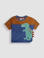JoJo Maman Bébé Blue 2-Piece T-Rex Appliqué T-Shirt & Short Set - Image 2 of 5